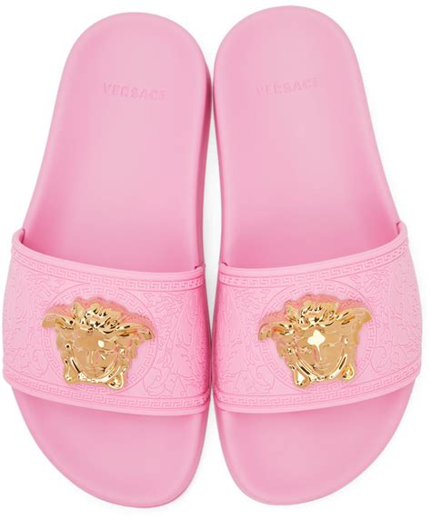 pink versace medusa slides